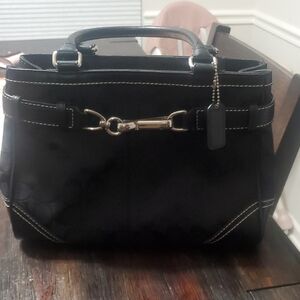 Coach Hampton Signature Black Handbag.